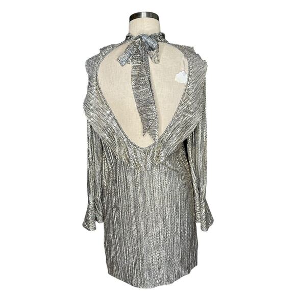 SABINA MUSAYEV Gray Gold Patterned Mini Dress Women's Size XS Night Out Glam - Picture 3 of 8